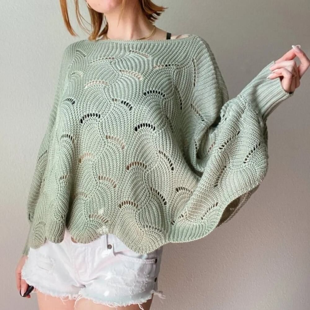 Anthropologie Moon & Madison open cable knit crop oversized sweater sz XS